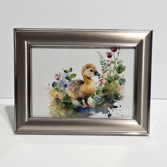 Baby‎ Gosling Floral Oil Painting Watercolor Framed Art Print - Gosling Art - Picture 8 of 8